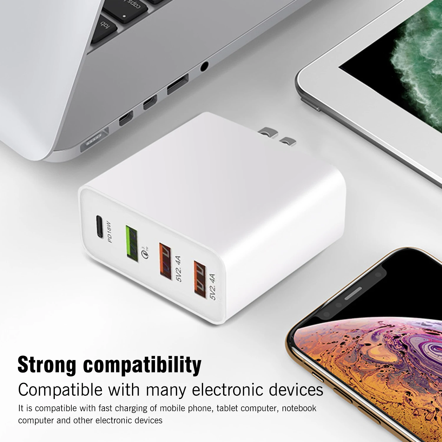 48 Вт 4 порта GaN Fast Charger с PD Type C USB 3.0 Интерфейс 2.0 Адаптер питания для быстрой зарядки