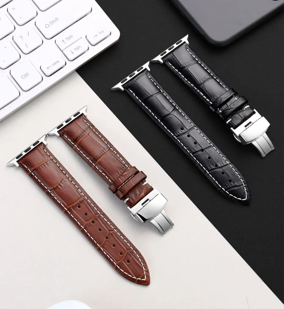 UTHAI A05 ремешок из натуральной кожи для Apple Watch 42 мм 38 мм 44 мм 40 мм сменный ремешок для iWatch 4 3 2 1 браслет