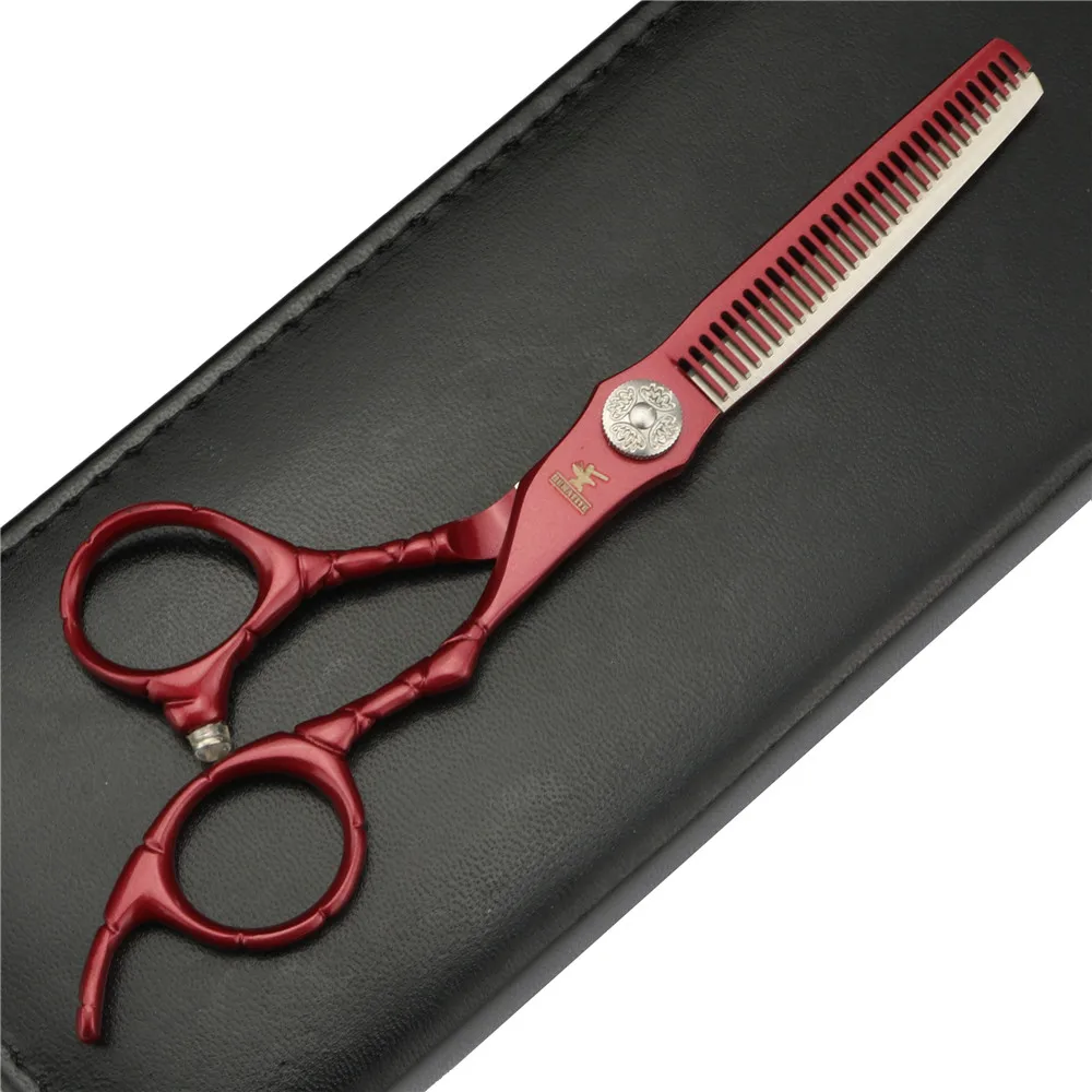 6 дюймов красный парикмахерские Профессиональные ножницы набор Япония 440C для
