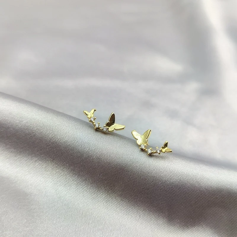 

Korean Fashion Luxury Star Earrings Plated Gold 925 Silver Needle Zircon Stud Earrings For Women Girl Special Fine Jewelry Gift