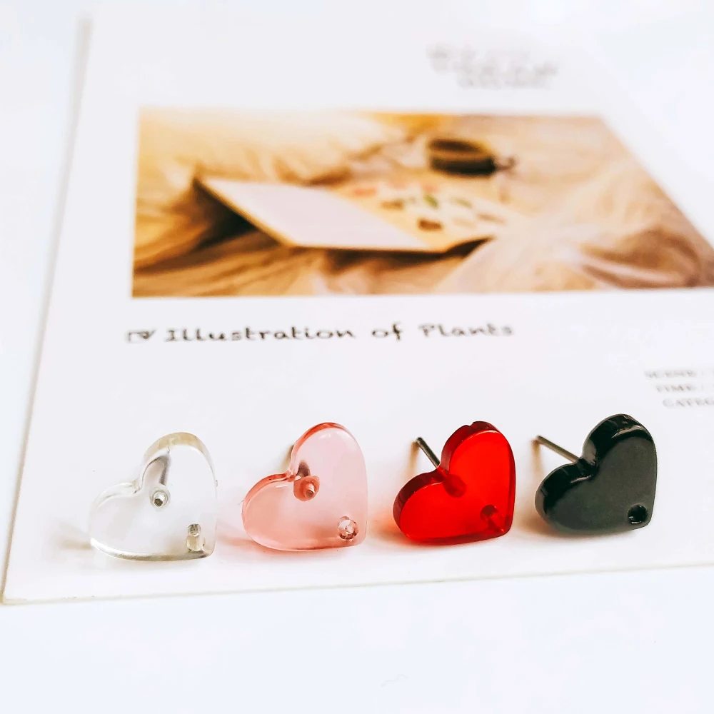 10 шт. серьги гвоздики в форме сердца|Ювелирная фурнитура и компоненты| |