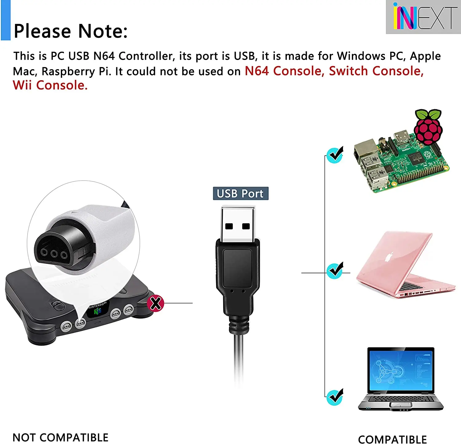 2 шт./упаковка USB-контроллер N64 для Windows 10/8/7 | Электроника