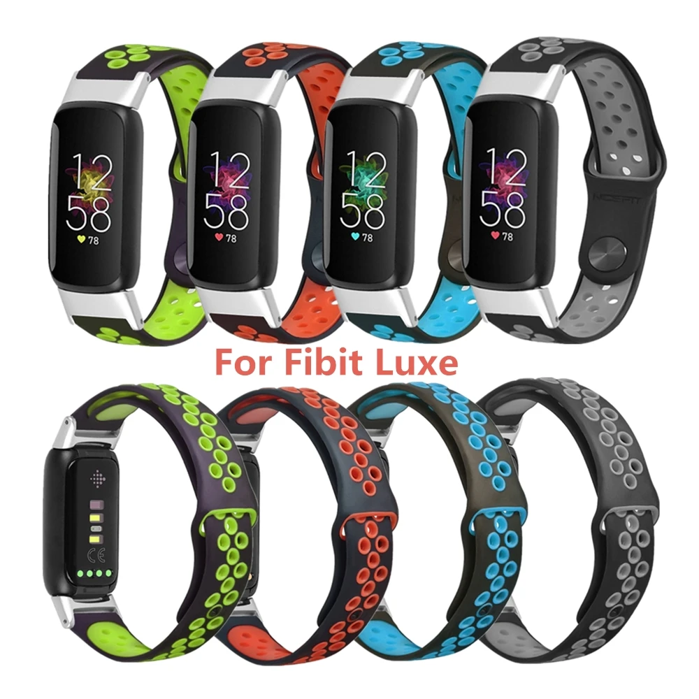 

Ремешок силиконовый для смарт-часов Fitbit Luxe, сменный Браслет с ремешком, двухцветный, с воздушным отверстием, с обратной пряжкой