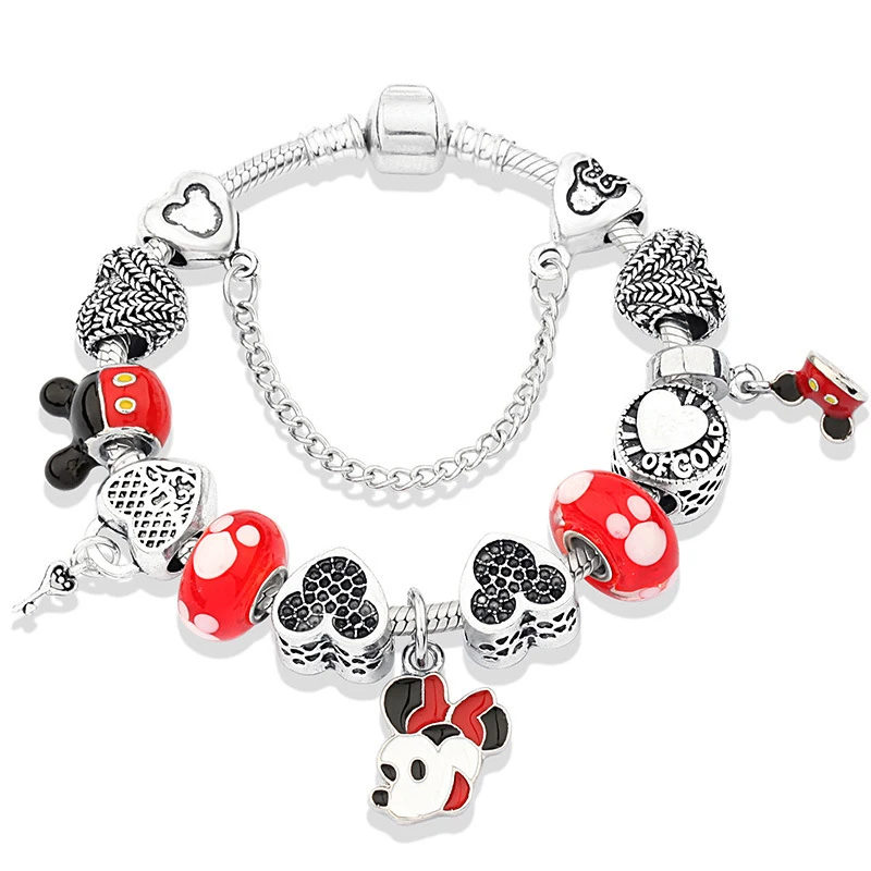 

Disney The New Mickey Minnie pendant bracelet Taoxin key DIY zuzhu Bracelet Artificial crystal gem ornaments