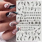 3D наклейки, чёрная бабочка, дизайн ногтей, готические буквы, лист, абстракт, сделай сам, простой слайдер, тату для ногтей, Гель-лак