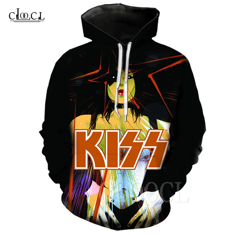 Толстовка с капюшоном для мужчин и женщин свитшот 3D принтом группы KISS модная