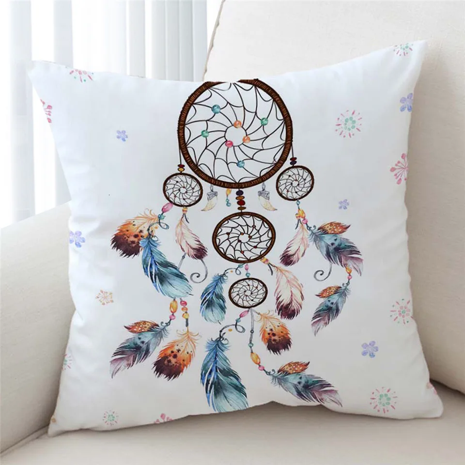 Постельные принадлежности Outlet Dreamcatcher Чехлы для подушек цветная подушка с перьями чехол богемный Мандала бросок Чехол 2 размера черные наволочки