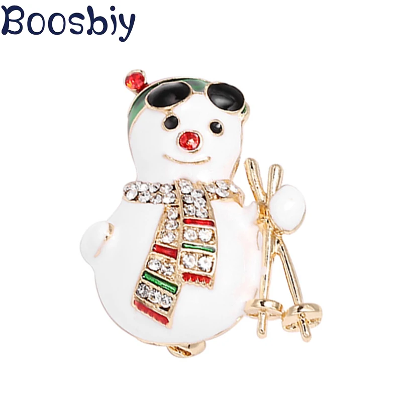 Boosbiy Рождественский подарок на Новый год эмалированная крутая брошь Снеговик для