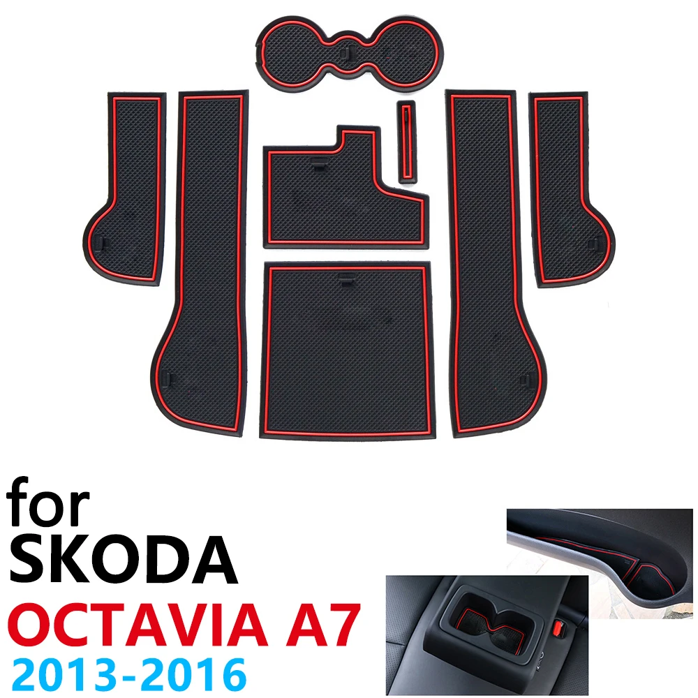 Противоскользящий резиновый коврик для подстаканника дверной с желобом Skoda Octavia