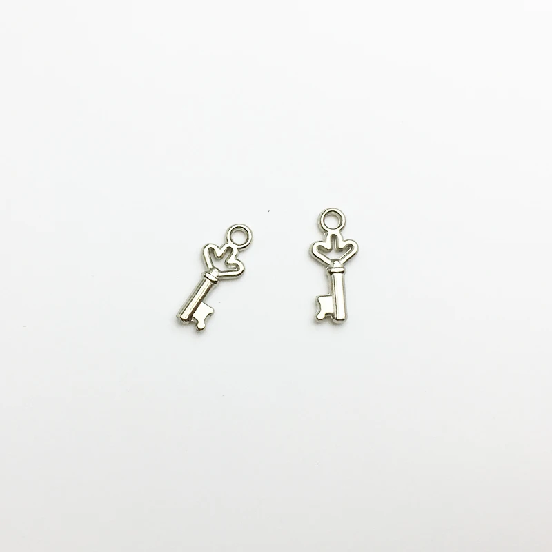

30pcs/lot New Arrival Antique Silver Plated Small Key 7*17mm Charms DIY Jewelry Finding Charm Pendants