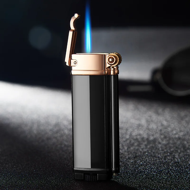 

Metal Retro Grinding Wheel Ignition Straight Blue Flame Windproof Gas Lighter Creative Personality Cigarette Lighter Men's Gadge
