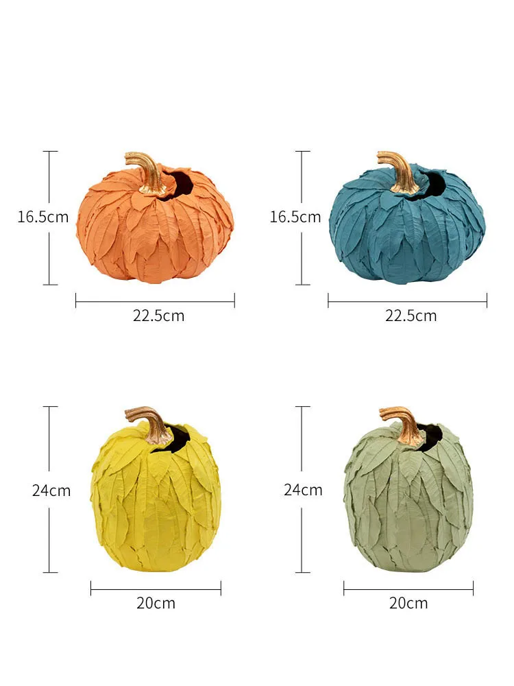 

Pumpkin Statue Resin Fruits Vase Ornaments Figurines Leaf Wrap Pumpkins Flower Arrangement Desk Decor Home Decoration Modern