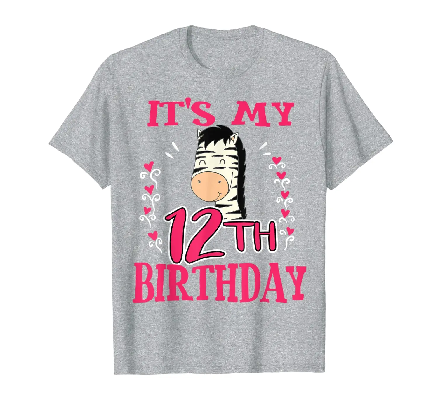 

12th Birthday Zebra Themed Gift Twelve Years Old Boys Girls T-Shirt