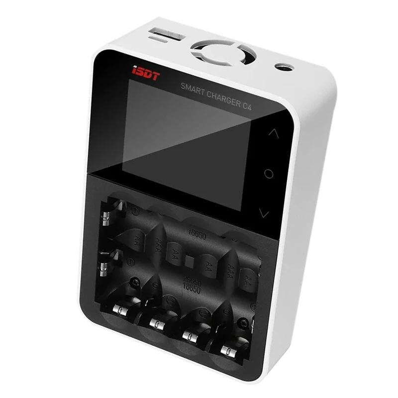White US Plug Isdt C4 8A контактный экран смарт-зарядное устройство с Usb выходом для Aa Aaa батареи с Ips экран дисплея и пожарная Предотвращение - Цвет: White US Plug