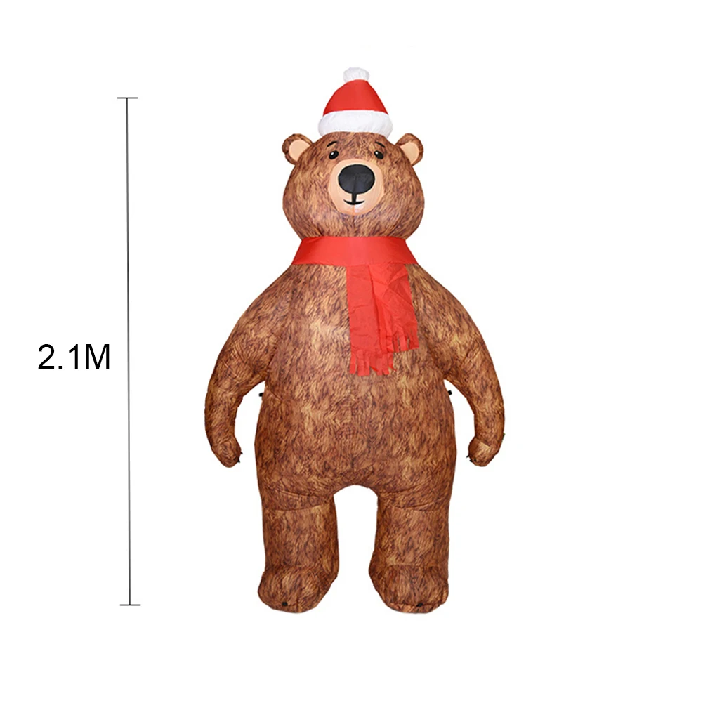 

Christmas Inflatable Suit With Rotating LED Lights Luminous Bear Doll Set For Indoor Outdoor Yard Garden Xmas Party Decor 2.1m