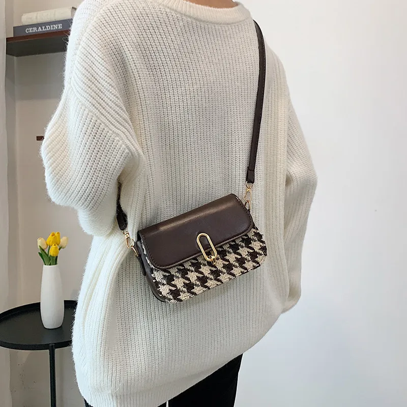 

New Contrast Color Shoulder Bag Women Retro Leopard Print Underarm Bag Fashion Single Shoulder Messenger Bag