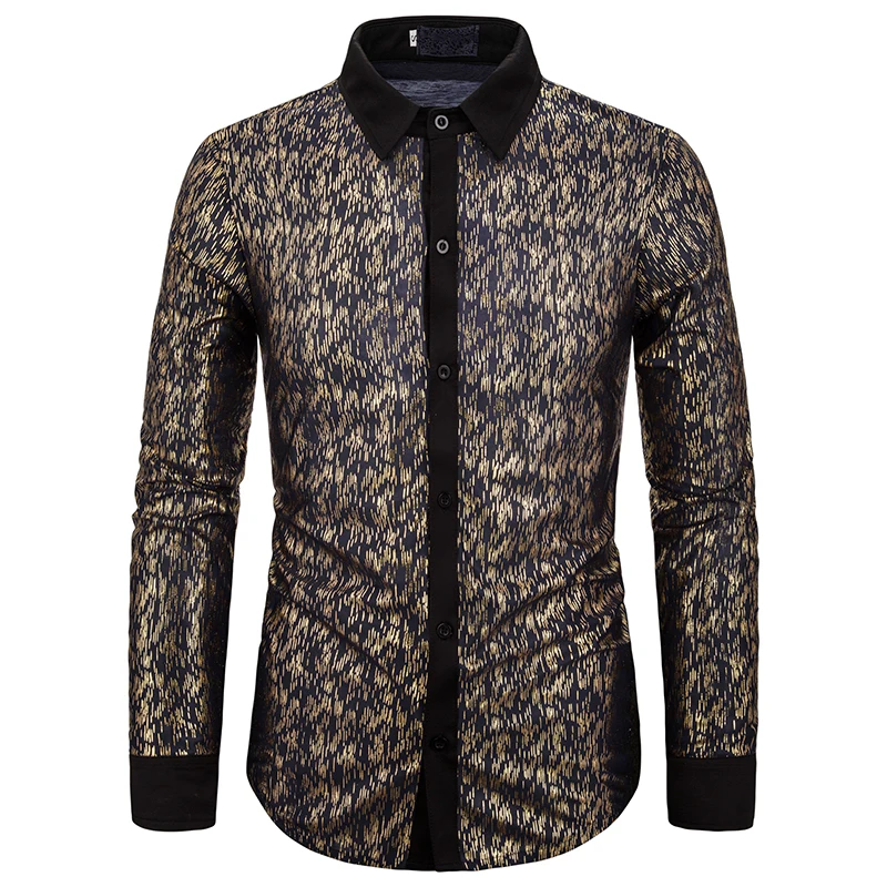 Мужская Осенняя приталенная рубашка с длинным рукавом и тиснением| |