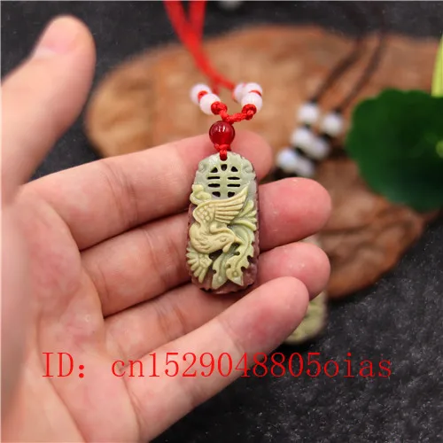 Ожерелье с подвеской из натурального нефрита дракона Феникса двух цветов |