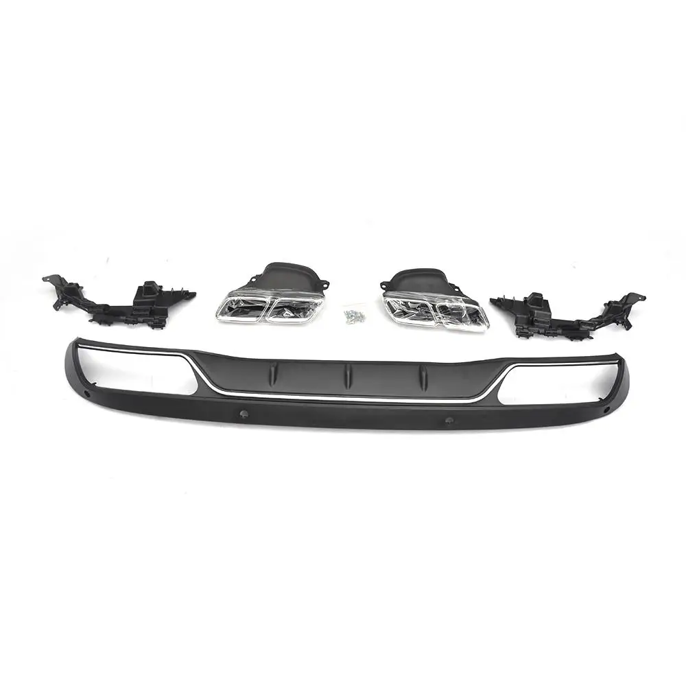 Silver and silvertip PP авто задний диффузор с Глушитель для Mercedes Benz C Class W205 C200 C250 Седан 4-дверный- спортивный/Non C63 AMG - Цвет: Silver and silvertip