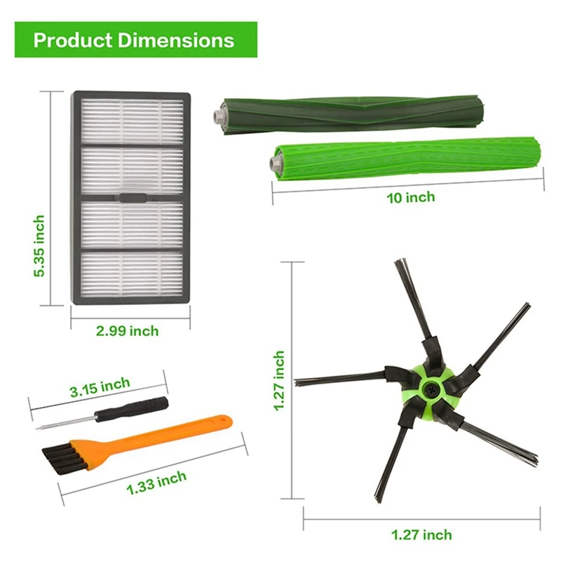

10 Pcs Replacement Washable Hepa Filter & 1 Set for Replacement Parts Kit for Roomba