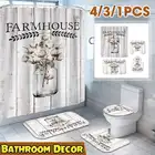 431 шт. Античная Водонепроницаемая занавеска для душа в ванную комнату, нескользящий коврик для ванной, чехол на сиденье унитаза, набор ковриков, Настенный декор