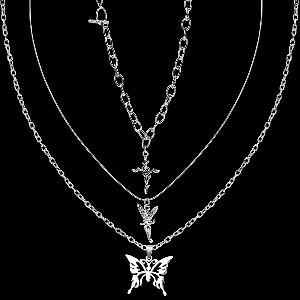 

Hip hop Personality creative fashion butterfly angel cross rose flower multi-layer item cosplay children gift collection