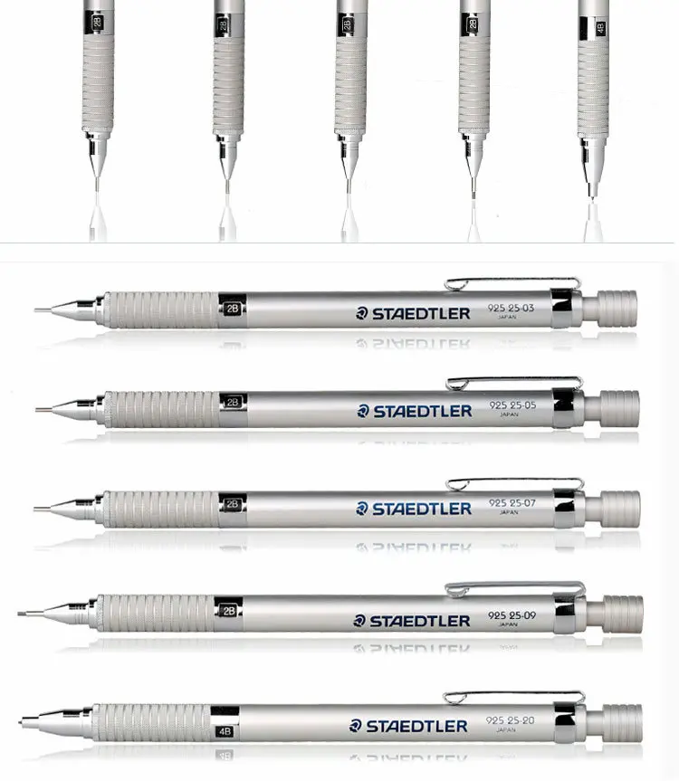 STAEDTLER 925 25 графитовый механический набор карандашей 0 3/0 5/0 7/0 9/2 мм 5 кожаный чехол в