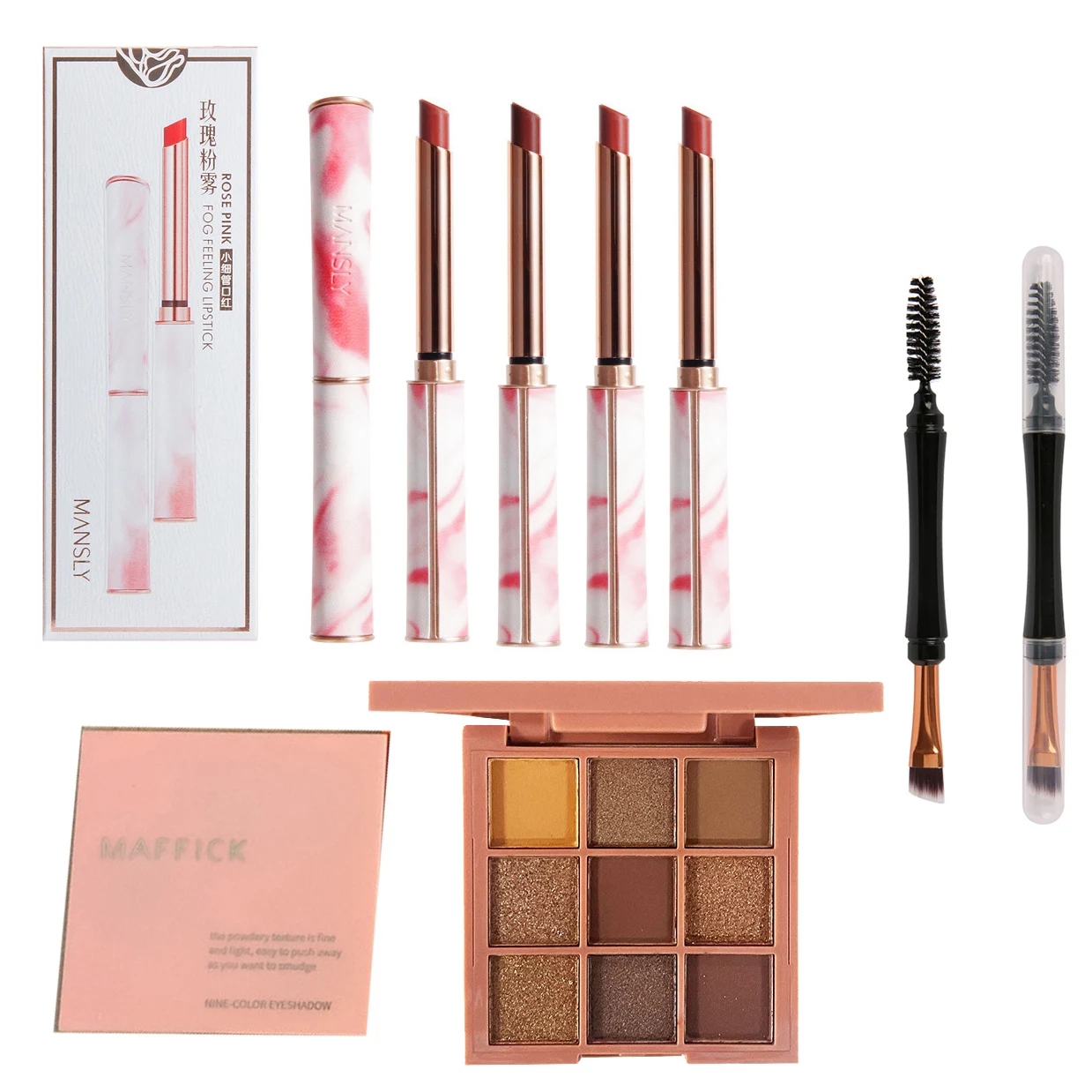 

KIT13 Women Makeup Kit 5 PCS Lipstick Suit+9 Colors Eyeshadow Palette+Single Eyelash Brush Plz Talk To Us If Need Private Label
