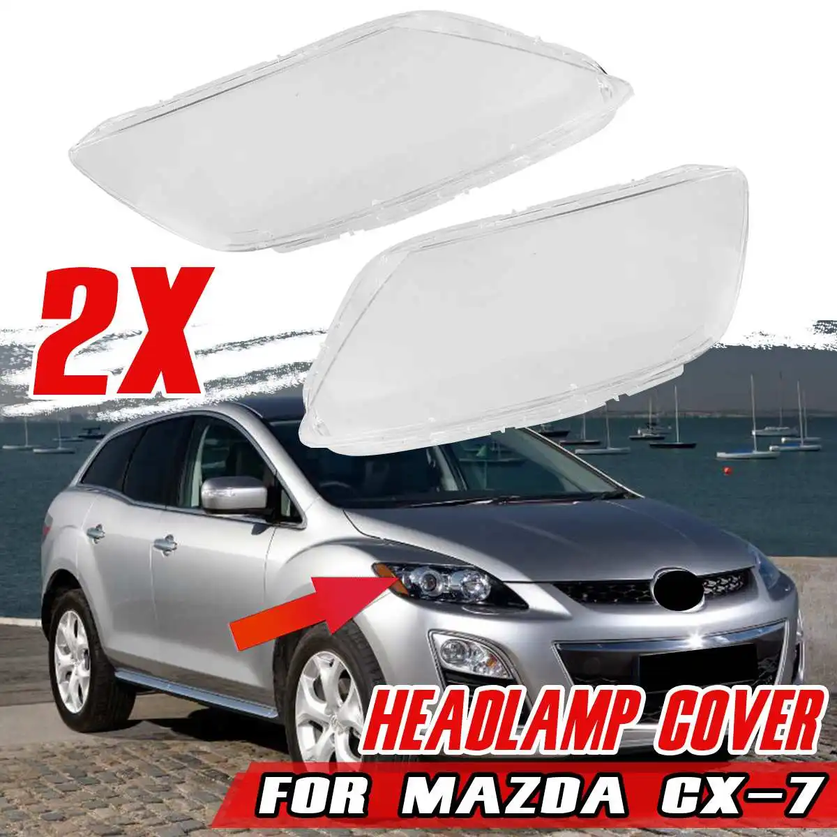 

2pcs CX7 Car Front Headlight Lens Cover Headlamp Cover Replacement Shell For Mazda CX-7 CX 7 Head Lamp Headlight Lens Cover Trim