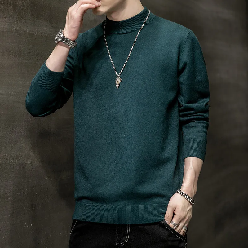 

2020 Winter Mens Mock Neck Sweater Men Slim Fit Thick Warm Sweaters Male Knitwear Pullovers M-XXXL