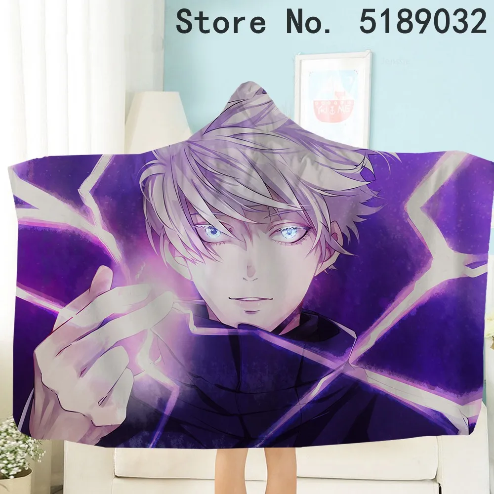 

Jujutsu Kaisen Sherpa Fleece Blanket Hooded Plush Throw Blanket Anime Characters 3D Print Girls Boys Wearable Wearable Blanket