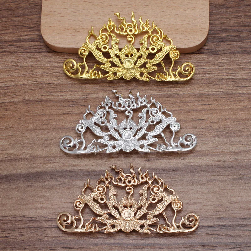

5 PCS 42*77mm Retro Hair Accessories Bridal Headwear Flowers Sheet Metal Connectors Charm For Jewelry Making