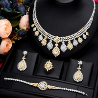 soramoore leaf charms 4pcs luxury nigerian jewelry set for women wedding cubic zircon dubai bridal necklace earring bangle ring