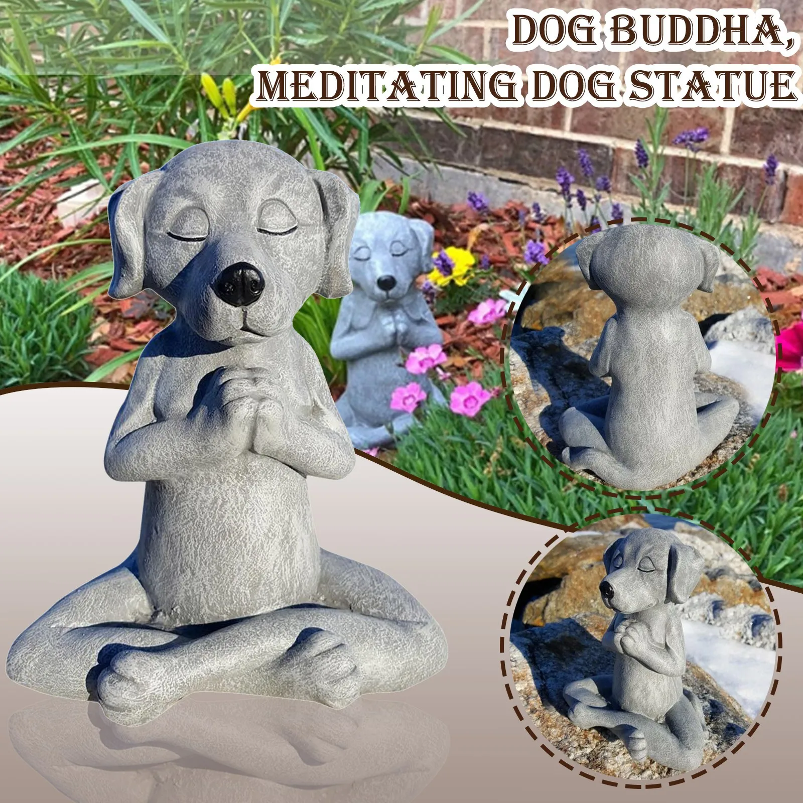

Милая статуя Будды, Будды, собаки для медитации-йога, украшение для домашнего сада, украшение для дома, украшение для сада