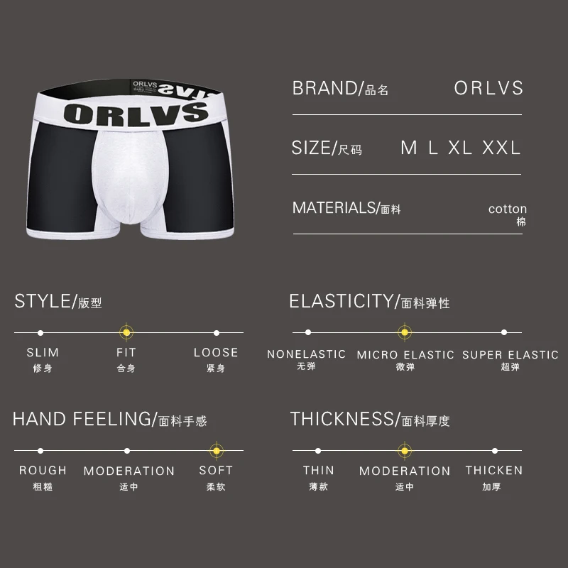 Мужские трусы боксеры из хлопка ORLVS черные брифы в стиле пэчворк сексуальное