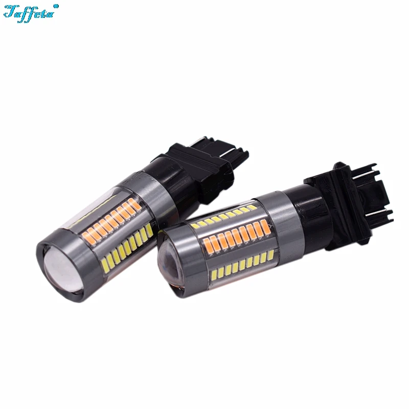 2 шт. 3157 4014 66SMD двойной Цвет белый/желтый светодиодный 3155 3457 4157 горки лампы с