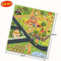 educated pro environment play mat for diecast toy vehiclefarmer building construction farm police fire rescue city racing scene
