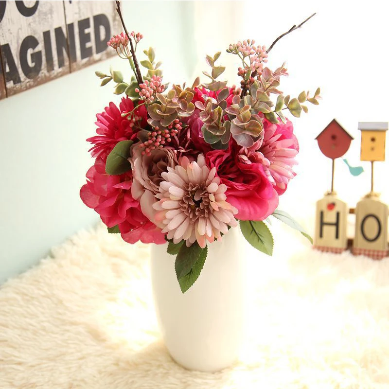 

Artificial Flowers Rose, Fulang Bouquet Hand Held Flowers Home Office Decoration Wedding Hand Held Flowers Fake Flowers