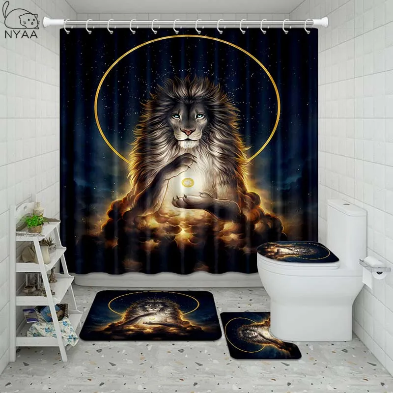 Водонепроницаемая душевая занавеска в ванную комнату с 3D изображением животных |