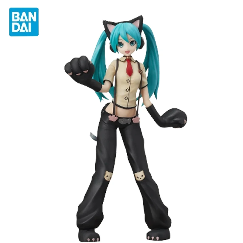 

Bandai Hatsune Miku оригинальный аниме милая кошка стиль ручной работы подарки на день рождения Miku украшение модельная игрушка из ПВХ кавайные колл...