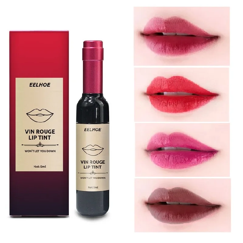 

Red Wine Bottle Shape Lipstick Lip Glaze Liquid Moisturizer Nutritious Gloss Girls Sexy Lasting Maquiagem 6 Colors Lips Makeup