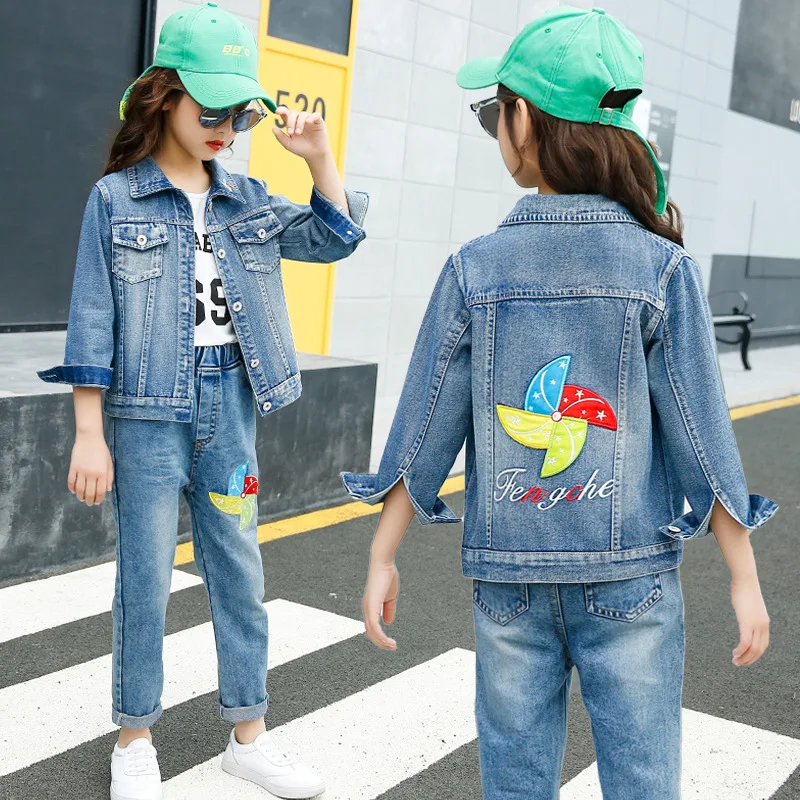 Teens Clothes 2019 Spring Autumn Girls Denim Jackets For Outerwear Coat Children Kids jacket 4 6 7 8 9 10 11 12 Year | Детская одежда и