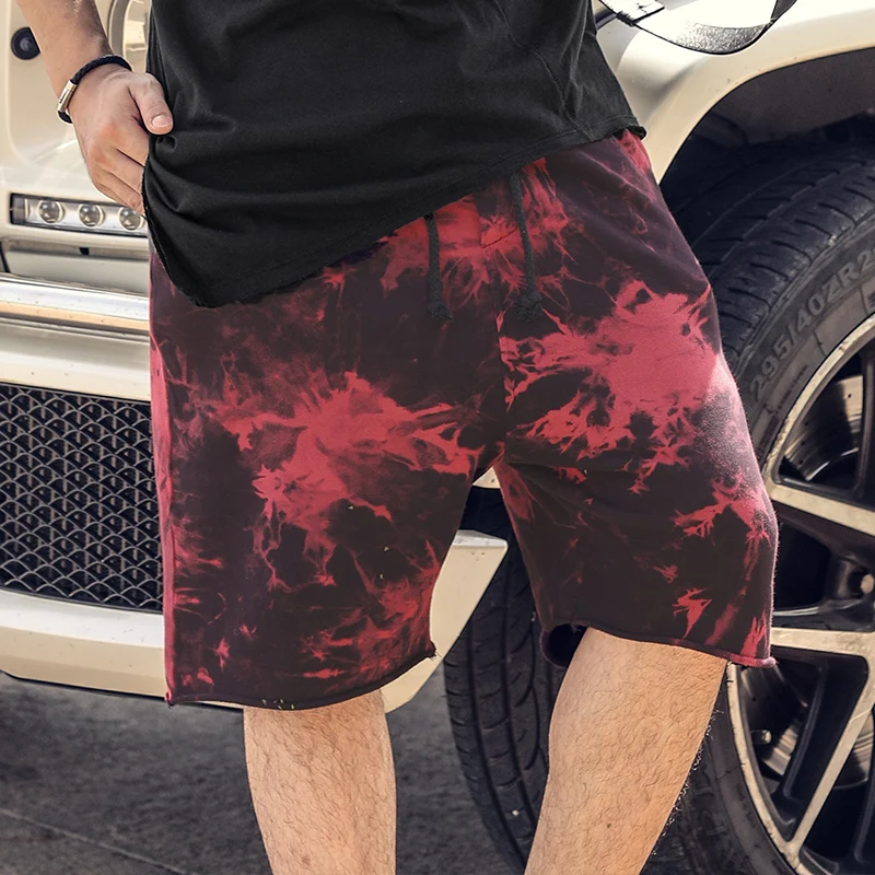 Мужские спортивные шорты Tie Dye хлопковые хипстерские французские махровые с