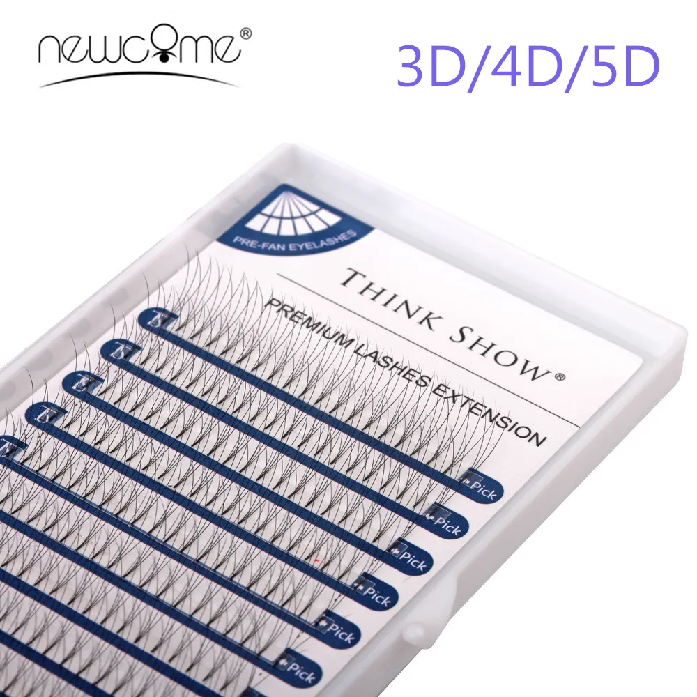 NEWCOME 12lines Permade Volume Fans Eyelash 3D/4D/5D Short Stem Faux Mink Russian Extension Professional Cilia Makeup | Красота и