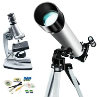 refractor astronomical telescope 1200x kids microscope set kids science learning kid present educational toy children diy kit