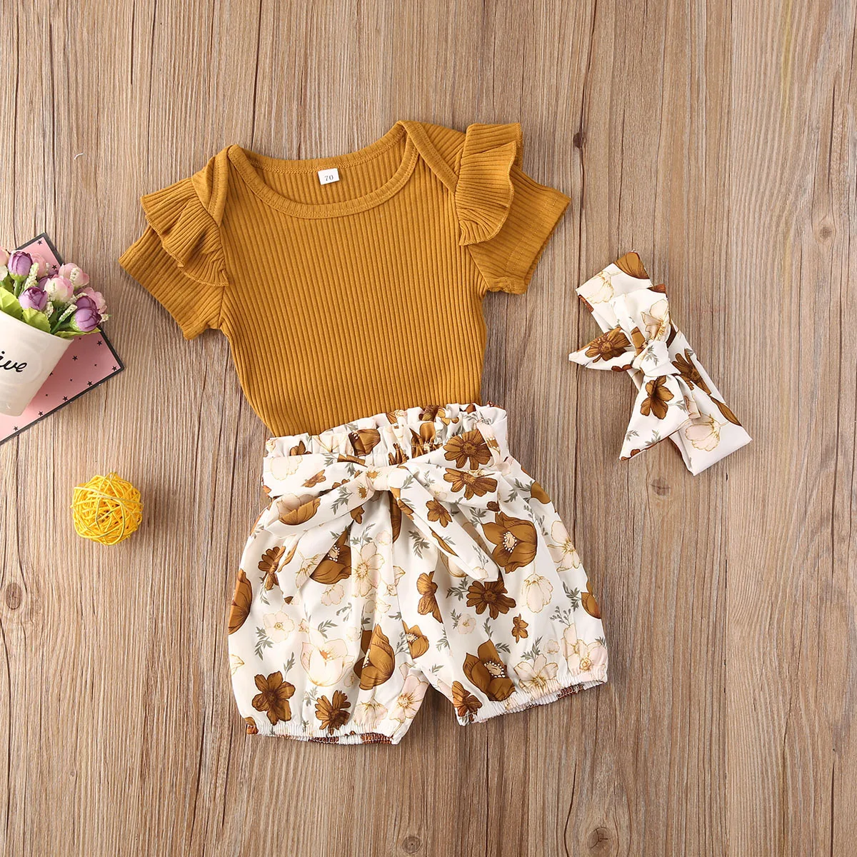 Emmaaby Одежда для новорожденных девочек летние однотонные трикотажные хлопковые