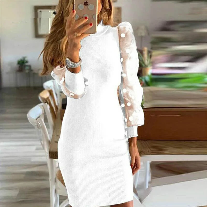 Женские Сетчатое платье с рукавами фонариками и яркой 2021 летние осенне зимняя