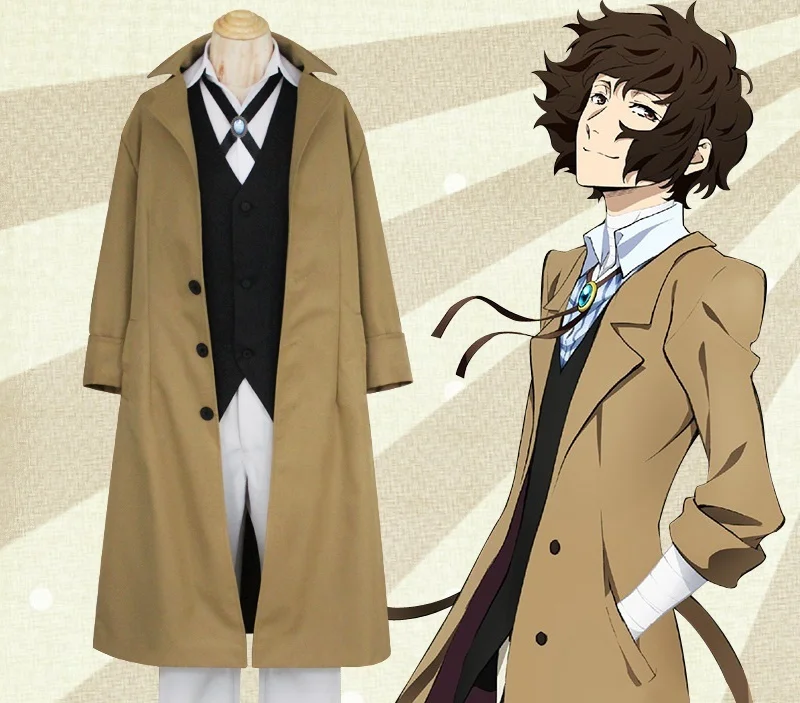 

Anime Bungo Stray Dogs Costume for Osamu Dazai Cosplay Outfit Armed Detective Agency Uniform Set
