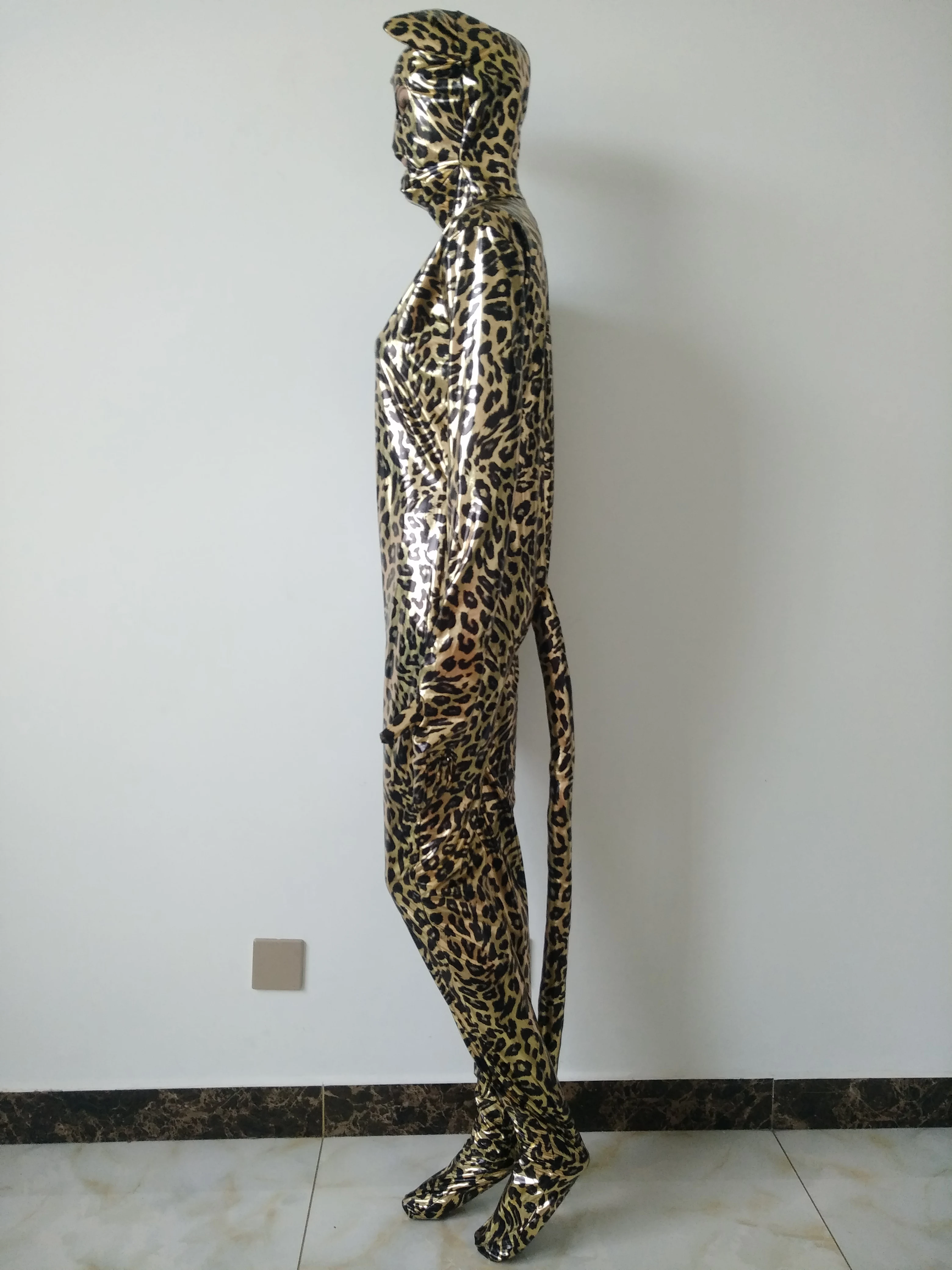 Костюм для косплея на Хэллоуин леопардовые блестящие металлические Колготки