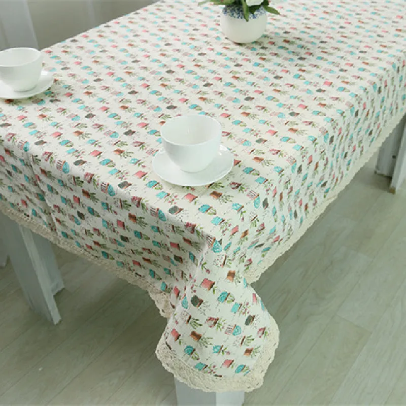 Мульти размер милый рисунок скатерть с кружевным краем пылезащитное покрытие